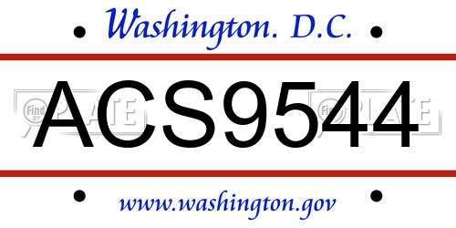 ACS9544 District Of Columbia License Plate