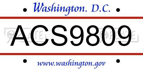 ACS9809 District Of Columbia License Plate