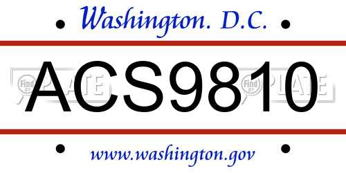 ACS9810 District Of Columbia License Plate