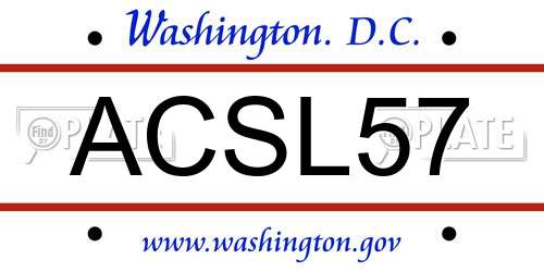 ACSL57 District Of Columbia License Plate