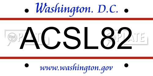 ACSL82 District Of Columbia License Plate