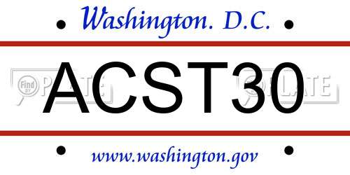ACST30 District Of Columbia License Plate