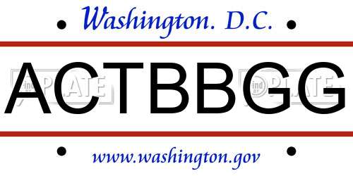 ACTBBGG District Of Columbia License Plate