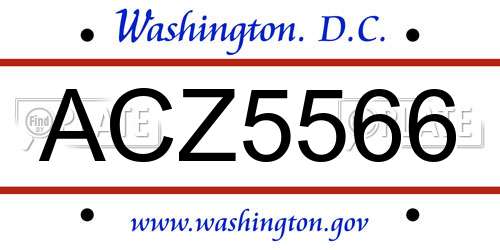 ACZ5566 District Of Columbia License Plate