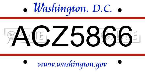 ACZ5866 District Of Columbia License Plate
