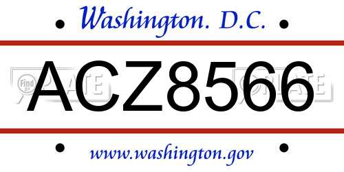 ACZ8566 District Of Columbia License Plate