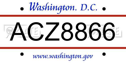 ACZ8866 District Of Columbia License Plate