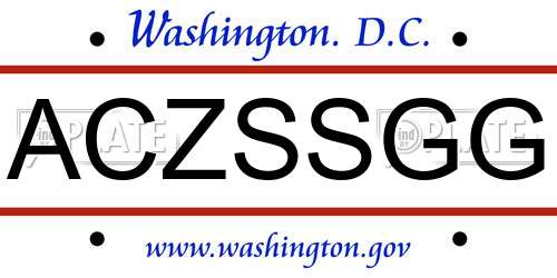 ACZSSGG District Of Columbia License Plate