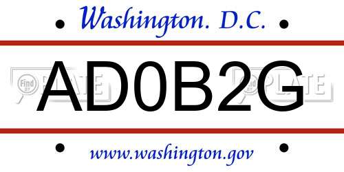 AD0B2G District Of Columbia License Plate
