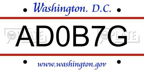 AD0B7G District Of Columbia License Plate