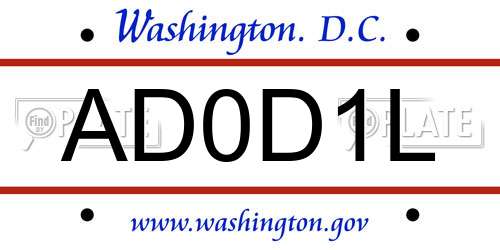AD0D1L District Of Columbia License Plate