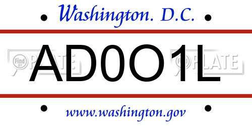 AD0O1L District Of Columbia License Plate