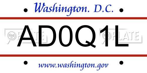 AD0Q1L District Of Columbia License Plate