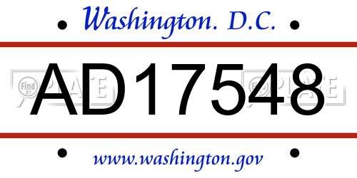 AD17548 District Of Columbia License Plate
