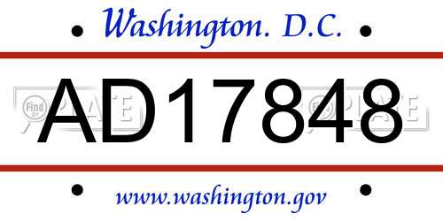 AD17848 District Of Columbia License Plate