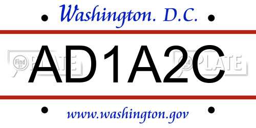 AD1A2C District Of Columbia License Plate