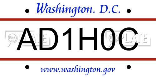 AD1H0C District Of Columbia License Plate