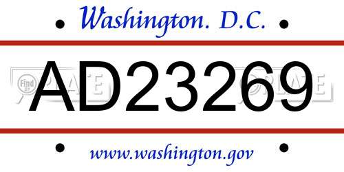 AD23269 District Of Columbia License Plate
