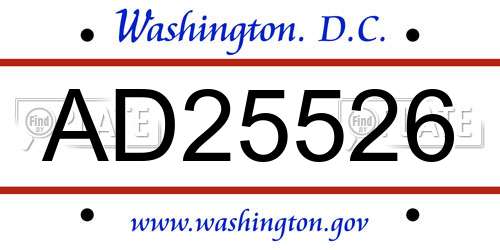 AD25526 District Of Columbia License Plate