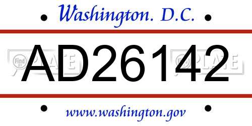 AD26142 District Of Columbia License Plate