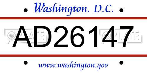 AD26147 District Of Columbia License Plate