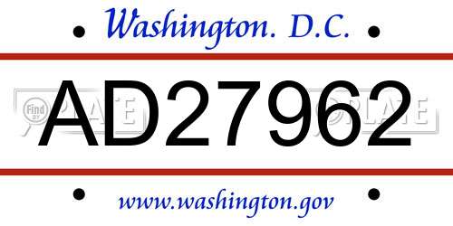 AD27962 District Of Columbia License Plate