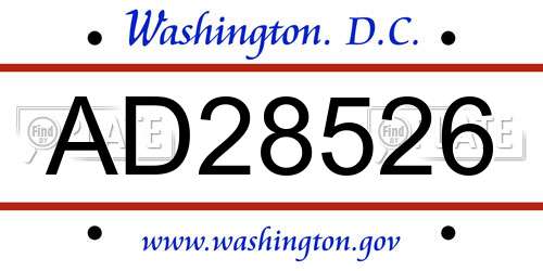 AD28526 District Of Columbia License Plate
