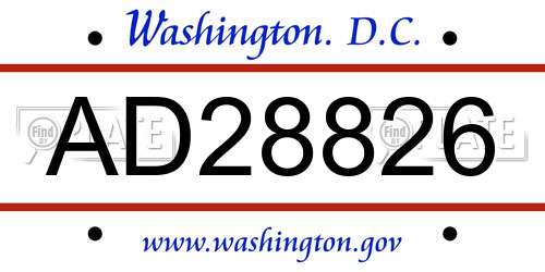 AD28826 District Of Columbia License Plate