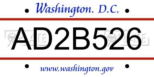 AD2B526 District Of Columbia License Plate