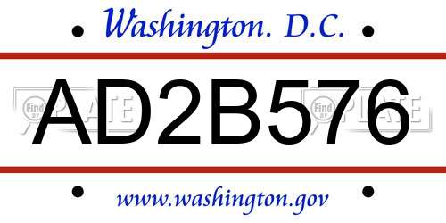 AD2B576 District Of Columbia License Plate