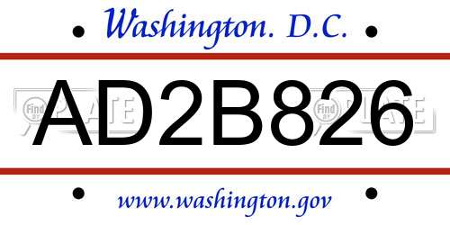 AD2B826 District Of Columbia License Plate