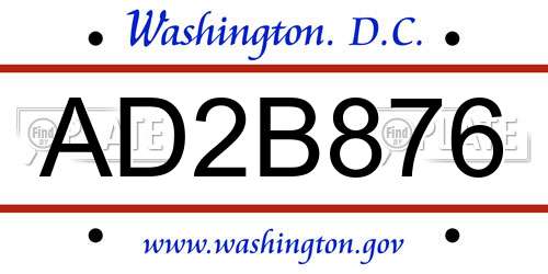 AD2B876 District Of Columbia License Plate