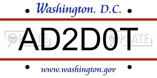 AD2D0T District Of Columbia License Plate