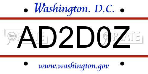 AD2D0Z District Of Columbia License Plate