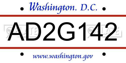 AD2G142 District Of Columbia License Plate