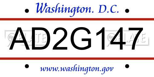 AD2G147 District Of Columbia License Plate