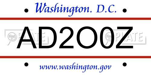 AD2O0Z District Of Columbia License Plate