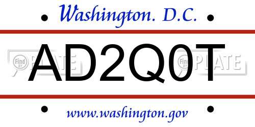 AD2Q0T District Of Columbia License Plate