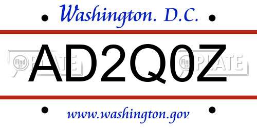 AD2Q0Z District Of Columbia License Plate