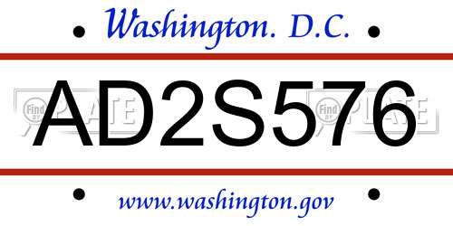 AD2S576 District Of Columbia License Plate