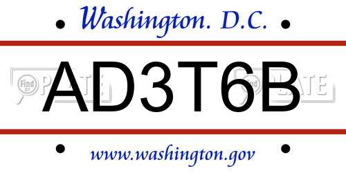 AD3T6B District Of Columbia License Plate
