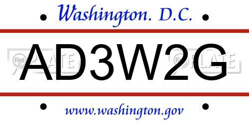 AD3W2G District Of Columbia License Plate