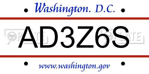 AD3Z6S District Of Columbia License Plate