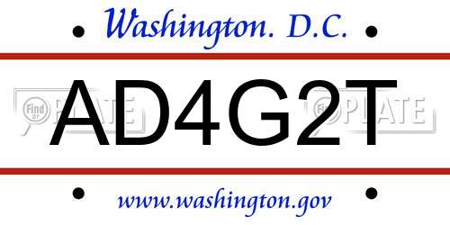 AD4G2T District Of Columbia License Plate
