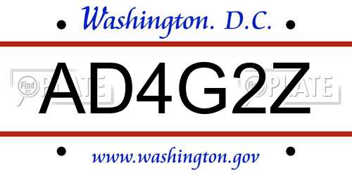 AD4G2Z District Of Columbia License Plate