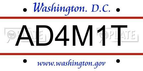 AD4M1T District Of Columbia License Plate