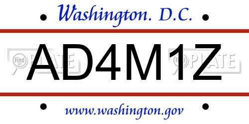 AD4M1Z District Of Columbia License Plate