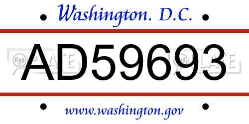 AD59693 District Of Columbia License Plate