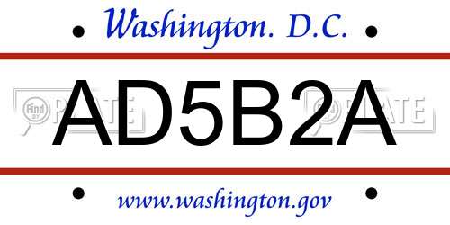 AD5B2A District Of Columbia License Plate