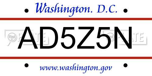 AD5Z5N District Of Columbia License Plate